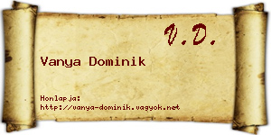 Vanya Dominik névjegykártya